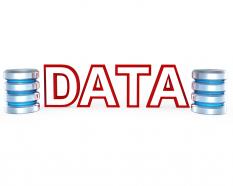 0914 database icons with data word in center stock photo