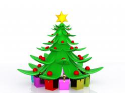 0914 decorated christmas tree with gifts stock photo