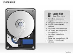 0914 detailed icons of open hard disk drive with platter and reader ppt slide