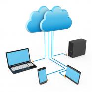 0914 electronic devices connected through cloud server stock photo