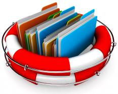 0914 folders in red and white lifesaver stock photo