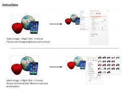 0914 globe with red apple smartphone image graphics for powerpoint