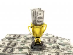 0914 golden cup of the winner dollars finance graphic stock photo