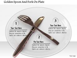 0914 golden fork knife on plate image graphics for powerpoint