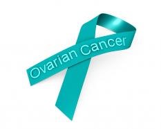 0914 green ribbon for ovarian cancer awareness stock photo