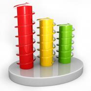 0914 green yellow red bar graph for growth stock photo