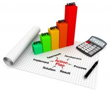 0914 growth bar graph with action plan stock photo