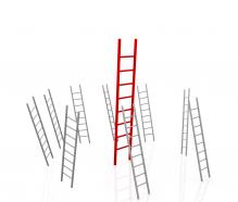 0914 growth leader concept red glossy ladders business graphic stock photo