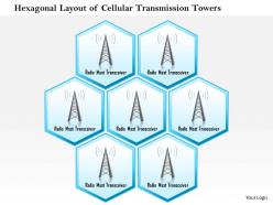 0914 hexagonal layout of cellular transmission towers with radio mast receiver ppt slide