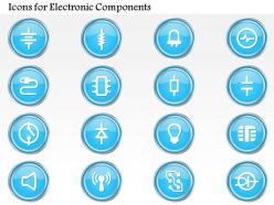 0914 icons for electronic components resistor capacitor led diode and others ppt slide