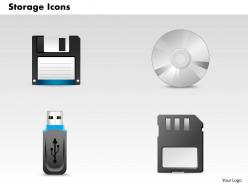 0914 icons of 2 5 inch floppy drive cd usb storage media ppt slide