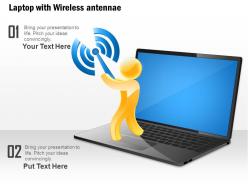 0914 laptop with wireless antennae shown by man holding the antenna ppt slide