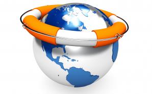 0914 life saver on globe for safety of earth stock photo