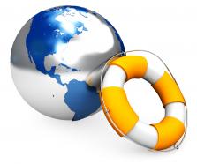 0914 life saver with earth globe for global crisis stock photo