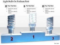 0914 light bulb on podium first second third ppt slide image graphics for powerpoint