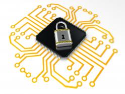0914 locked processor with technology circuit stock photo