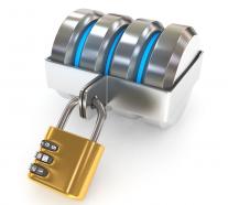 0914 locked storage device for data safety stock photo