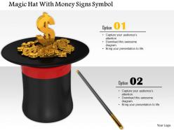 0914 magic hat stick with money signs symbols image graphics for powerpoint