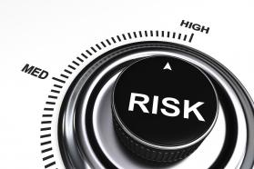 0914 Meter Showing High Level Of Business Risk Stock Photo