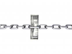 0914 money and chain financial security strength image stock photo