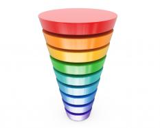 0914 multicolor funnel graphic for sales process stock photo