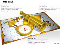 0914 old map compass binocular image ppt slide image graphics for powerpoint