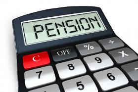 0914 pension word on black calculator stock photo