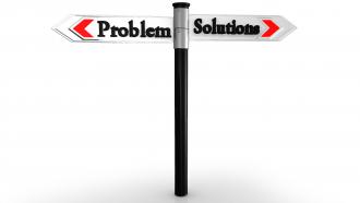 0914 problem solution arrows choice sign pole image graphic stock photo