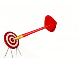 0914 red arrow hitting target board for success stock photo