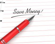 0914 save money text on note pad with pen stock photo