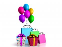0914 shopping bags balloons and gifts fun festive celebration image stock photo