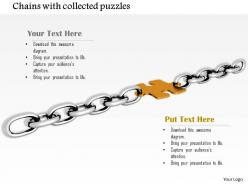 0914 silver chain connected with puzzle piece image graphics for powerpoint