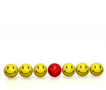 0914 smiley team with leader in line image graphic stock photo