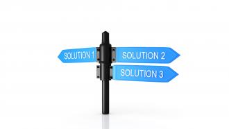 0914 solutions sign board black pole image graphic stock photo