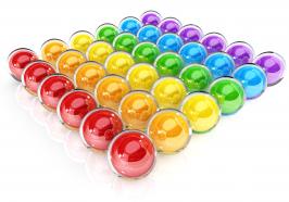 0914 square of colorful spheres for teamwork stock photo