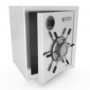 0914 steel metal safe on white background stock photo