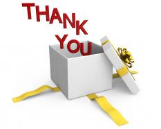 0914 thank you words coming out of gift box stock photo