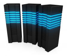 0914 three computer servers on white background for database stock photo