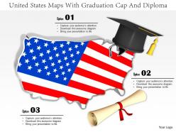 0914 united states maps with graduation cap and diploma image slide image graphics for powerpoint