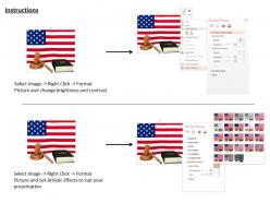0914 usa flag with law book and judgment hammer image graphics for powerpoint