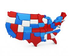 0914 usa map with red blue and white blocks stock photo
