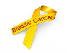0914 yellow ribbon for bladder cancer awareness stock photo