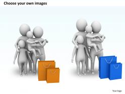 1013 3d family with shopping bags ppt graphics icons powerpoint