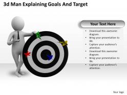 1013 3d man explaining goals and target ppt graphics icons powerpoint
