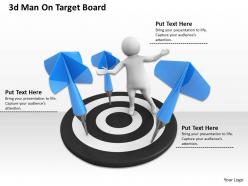 1013 3d man on target board ppt graphics icons powerpoint