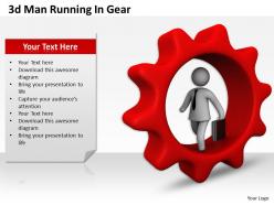 1013 3d Man Running In Gear Ppt Graphics Icons Powerpoint