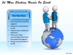 1013 3d Man Shaking Hands On Earth Ppt Graphics Icons Powerpoint
