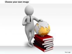 1013 3d man with books and globe ppt graphics icons powerpoint