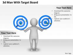 1013 3d man with target board ppt graphics icons powerpoint