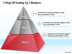 1013 busines ppt diagram 3 steps of seating up a business powerpoint template